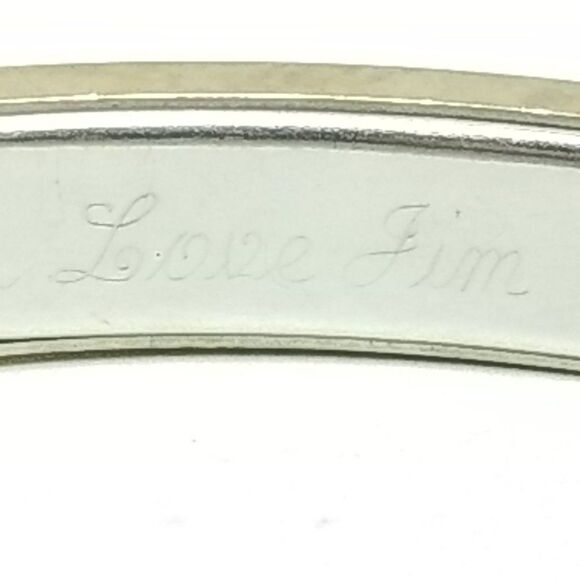 Vintage Engraved ID Bracelet, Linda Love Jim Gold Tone Stretch Band Bangle - Picture 3 of 7